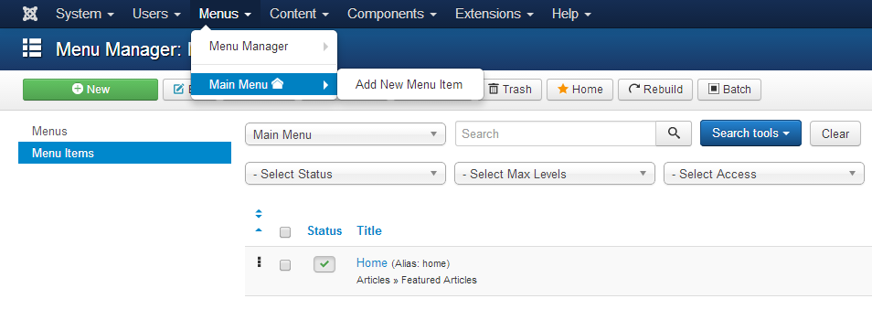 Joomla Menu