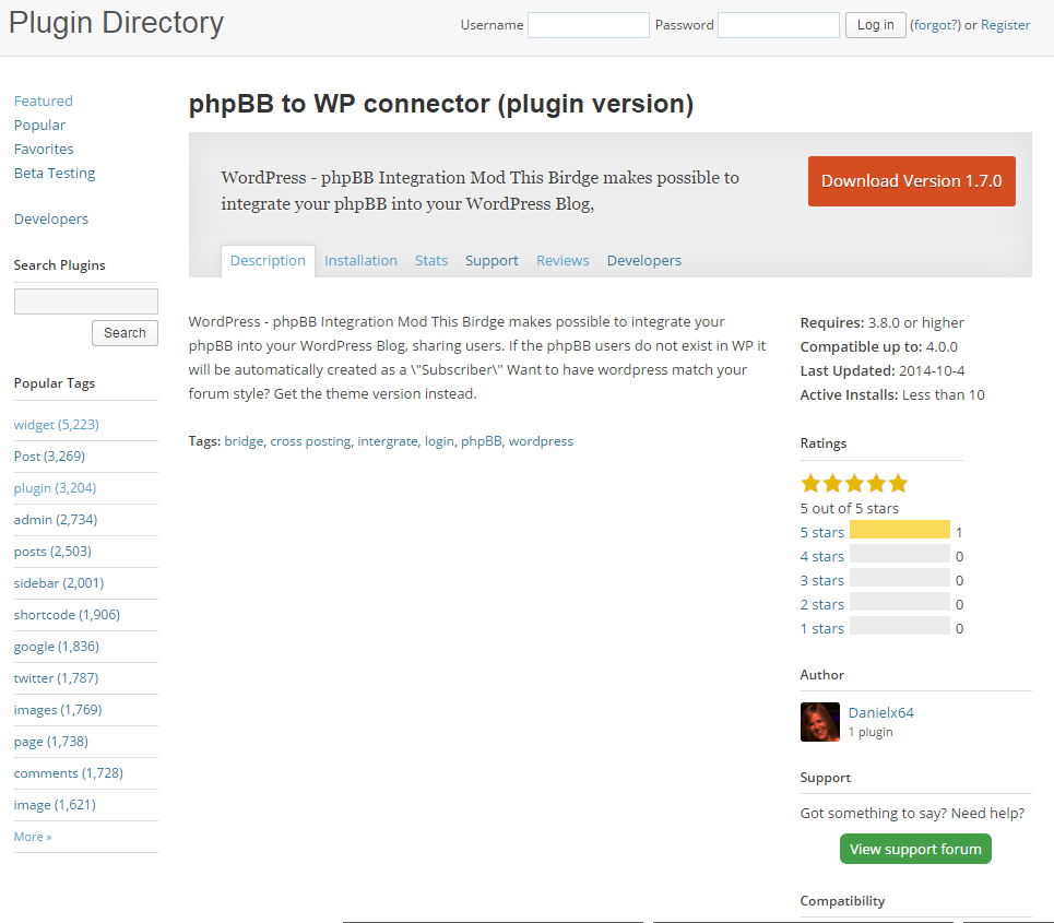 phpBB to wp connector