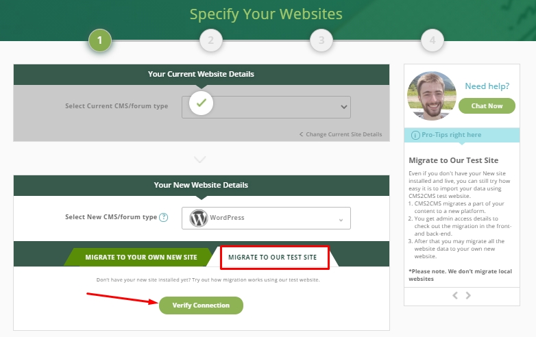 move to test site to migrate wix to wordpress