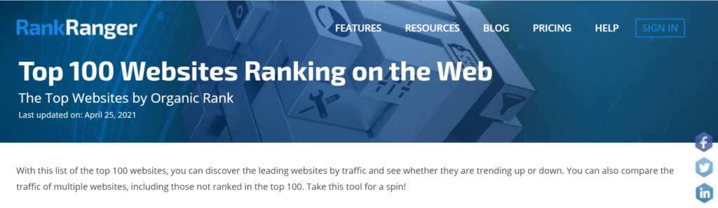 top 100 websites ranking high